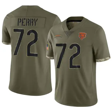 Limited Men's William Perry White Road Jersey - #72 Football Chicago Bears  100th Season Vapor Untouchable